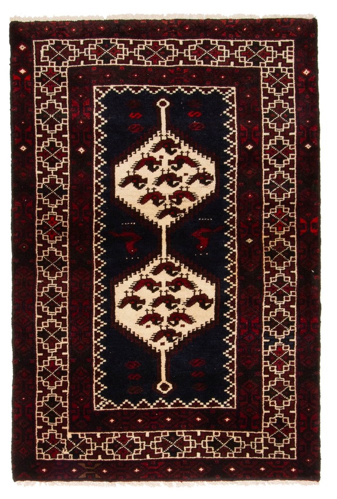 Vintage 3'2" x 4'9" Traditional Hand Knotted Vegetable Dye Wool Area Rug