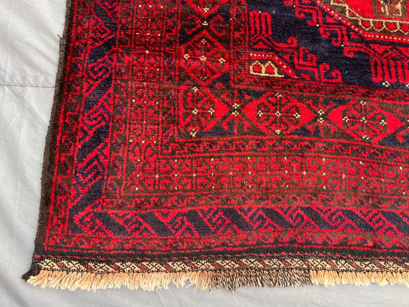 4'2 x 6'4 Tribal Afghan Nomad Red Rug | Turkmen Sarouk Handmade Wool Rug 4x6 gallery