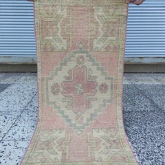 Pastel 2×3 Turkish Vintage Small Rug Handmade 46 x 93 cm Bath Mat 1.51 x 3.05 ft