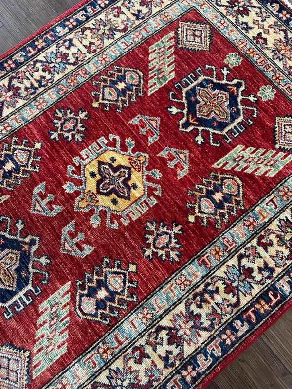 Vintage Handmade Colorful Afghan Kazakh Accent Rug, 3'x4' gallery