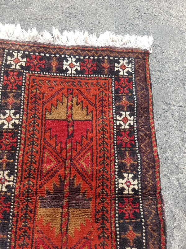 Vintage Hand Made Traditional Rug Oriental Wool Multicolor Carpet 90x49 cm gallery