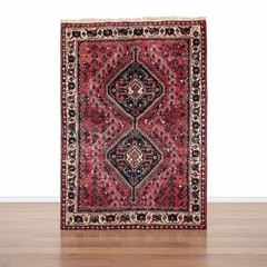 Vintage Tribal Wool Rug Red Medallion Style Hand Knotted 150x110cm