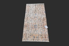 PEACH Turkish Oushak Rug 2×4 Vintage Handmade Anatolian Small Doormat Kilim