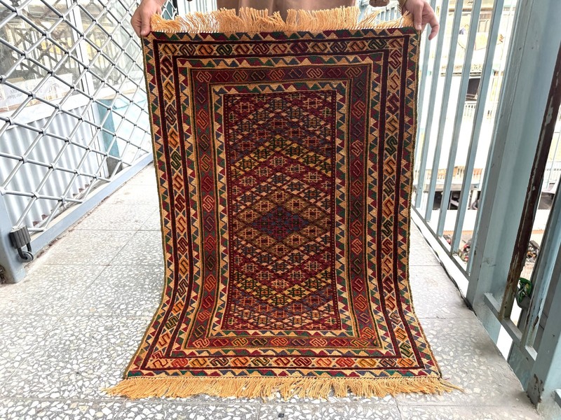3x4 ft Antique Afghan Hand Knotted Area Rug Traditional Turkmen Oriental Carpet gallery
