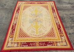 Vintage Handmade French Floral Savonneri Needlepoint Wool Rug 308×234 cm
