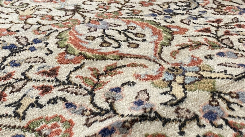 Late 1940's Antique Muted Natural Colors Wool Pile Hereke Area Rug 6’6”x9’5” gallery