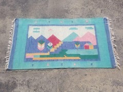 Vintage Traditional Handmade Scandinavian Wool Multicolor Kilim 4.3×2.2 ft