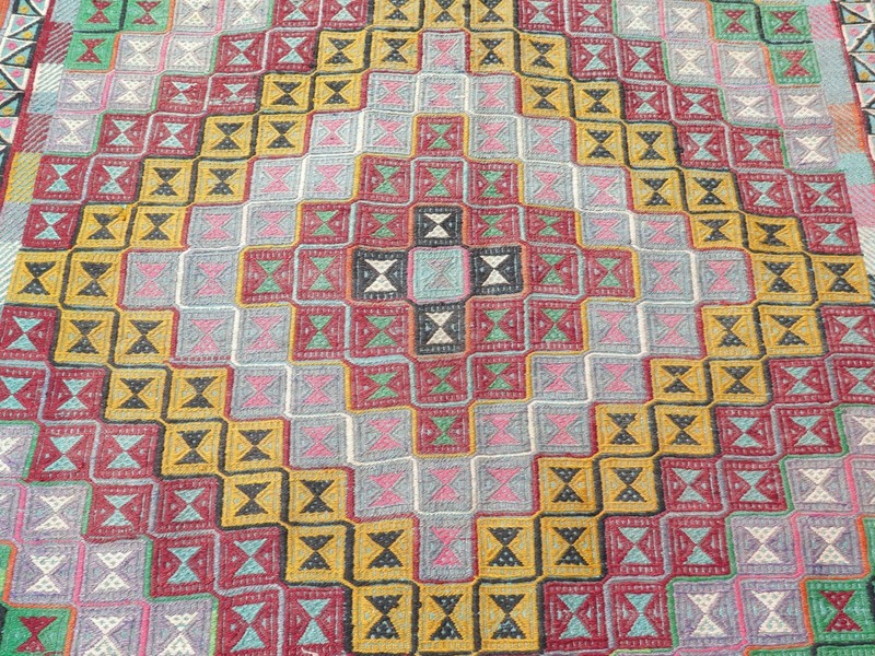 Vintage Turkish Rug, Area Rugs, Large Kilim, Wool Rug, Floor Rug Carpet 75"x122" gallery