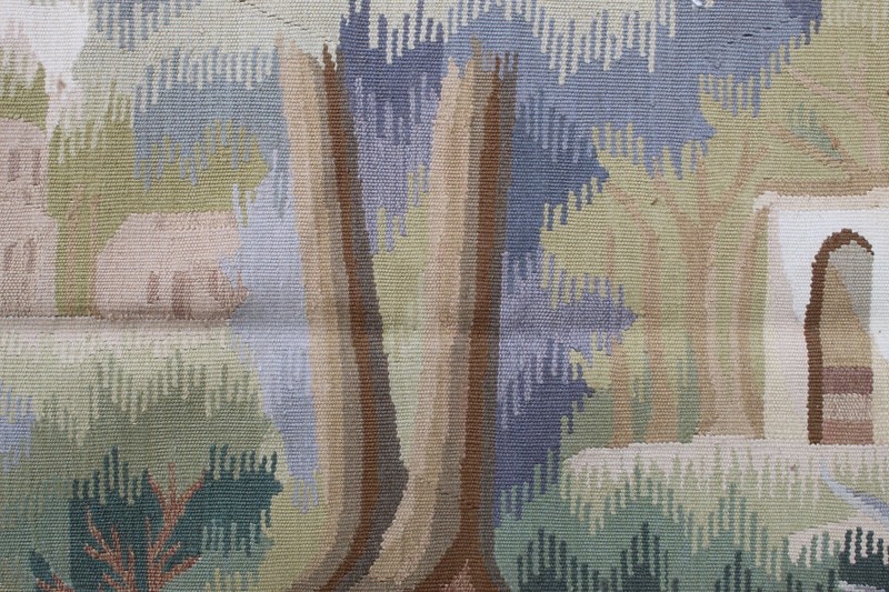 Vintage Hand Made French Design Original Wool Brown Aubusson Tapestry 158X211cm gallery