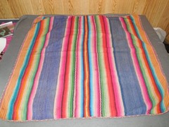 DJ2 Vintage Handcrafted Peruvian Rug 37″ by 38″ Rainbow Colors Hand Done Woven