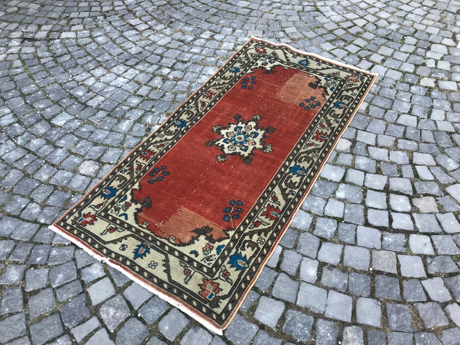 Turkish Vintage Rug Handmade Wool Rug Bohemian Runner Rug Home Rug gallery