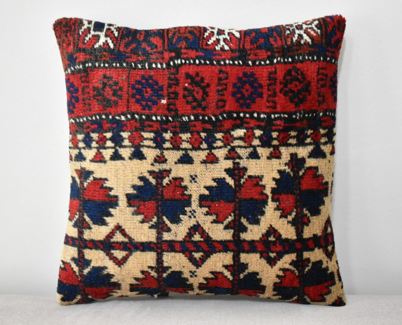 Antique Tribal Pillow Cover Sofa Rug 16'' x 16'' Made Of Antique Cushion Carpet gallery