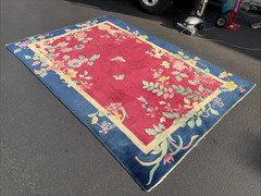 Auth: Antique Art Deco Chinese Rug W Nichols Wool Beauty PLUM 6×9