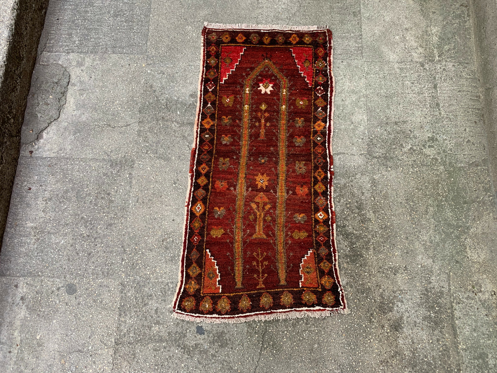 1'10'' x 3'11'' Vintage Natural Rug Village Rug Handmade Carpet.SKU:Y695 gallery