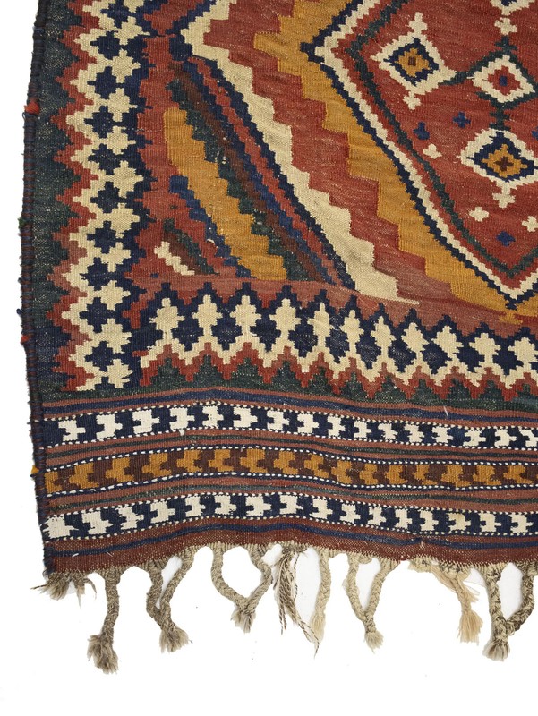Wool Flat Weave Oriental Runner Rug Tribal Design Carpet 4'3 x 12'5 ft gallery