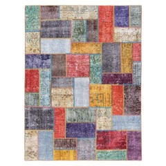 Patchwork 205×152 cm Hand Knotted Oriental Rug Vintage Carpet
