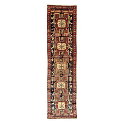 VINTAGE KAZAK RUNNER, HAND MADE HALLWAY WOOL CAUCASIAN RUG CARPET 7’1″ X 2’5″