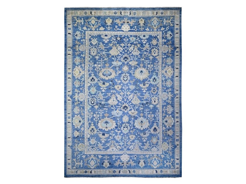 Exquisite 11'7"x16'6" Everton Blue,Hand Knotted,Angora Pile Oushak Rug gallery