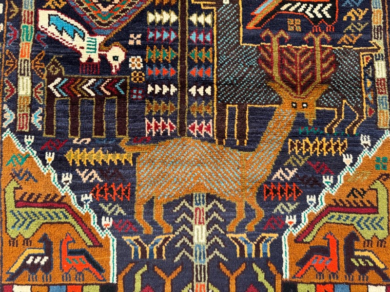 3'7x6'5 ft Vintage Caucasian Pictorial Animal Tribal Hand Knotted Wool Area Rug gallery