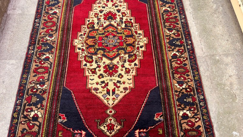 4'4'' X 7'7'' Vintage Carpet Natural Village Rug Handmade Rug.SKU:T1743 gallery