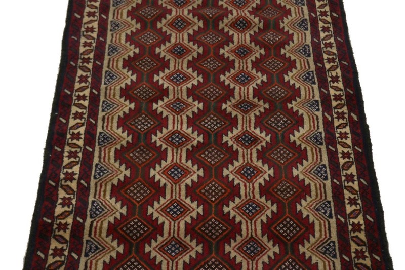 Handmade Vintage Oriental Rug 3'5X7 ft Tribal Geometric Style Foyer Area Carpet gallery