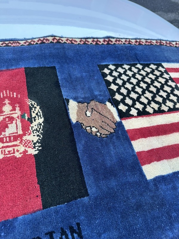 Vintage Hand Made American/Afghan Flag Rug gallery