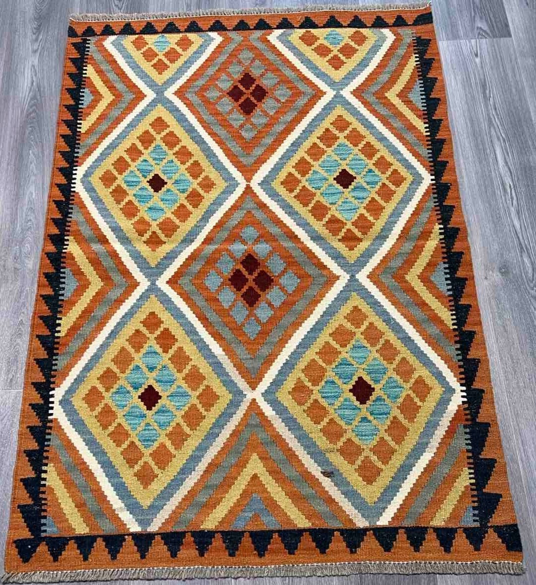 Vintage Kilim Traditional Hand Made Oriental Wool Kilim 5ftx3.2ft 147cmx102cm gallery