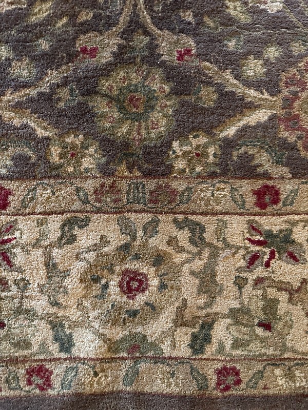 Brand New Top Quality Rug Handmade in India, Allover Green Floral Design, 9'x12' gallery