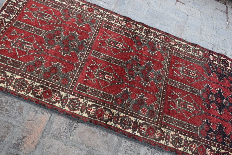 Red Antique Hand Knotted Rug 4x6 Fine Afghan Vintage Rug Oriental Turkmen Carpet gallery