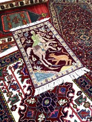 Wall Hanging Handmade Hourse King Pictorial Hunting Rug 41 X 71 cm