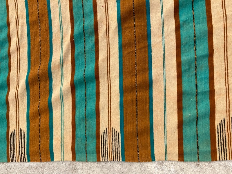 Vintage Handmade Traditional Mexican Striped Kilim Floor Rug Carpet 330x187 cm gallery