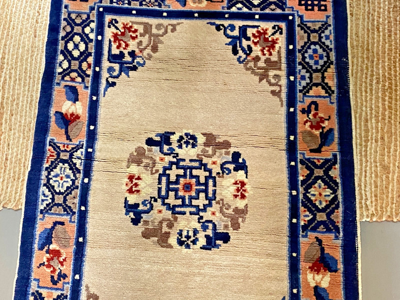 Vintage Art Deco Chinese Hand Knotted WOOL Oriental Rug 2’x3 ft gallery
