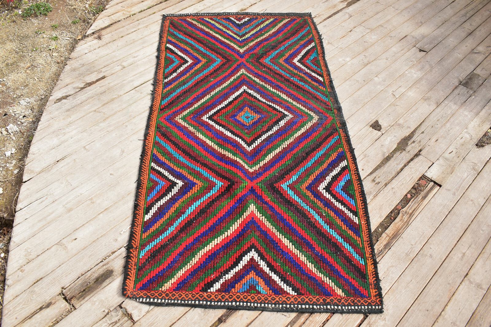 Turkish Kilim Rug 38''x78'' Handwoven 3x6 Konya Cicim Kilim 98x200cm Jajim Rug gallery