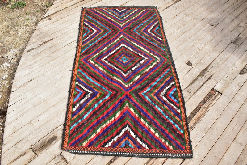 Turkish Kilim Rug 38''x78'' Handwoven 3x6 Konya Cicim Kilim 98x200cm Jajim Rug gallery