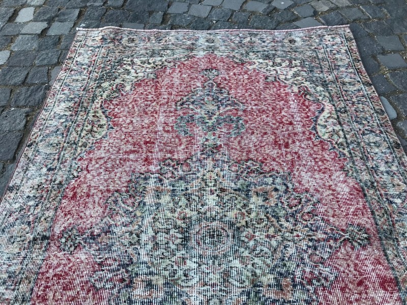 Bohemian Area Rug Handmade Wool Rug Turkish Vintage Traditional Rug 3,9 x 6,5 ft gallery