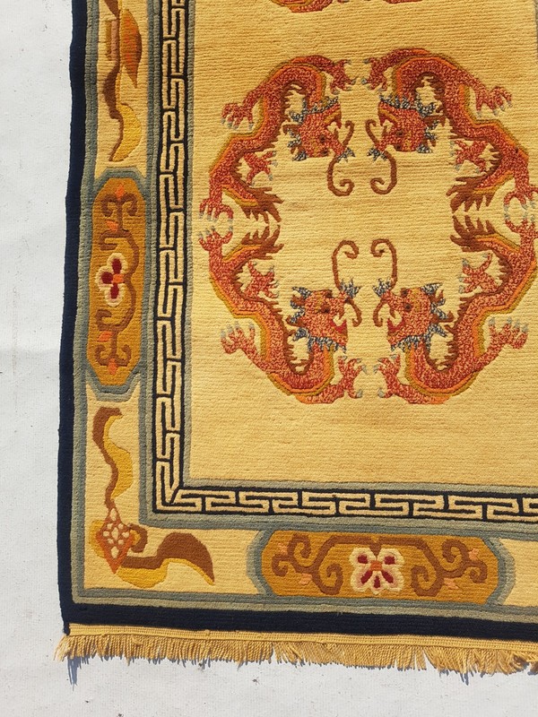 Vintage Handmade Chinese Peking Dragon Style Wool Rug 166x90 cm gallery