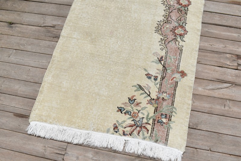 Turkish Rug 31''x62'' Oushak Light Muted Color Primitive 2x5 Rug Carpet 81x158cm gallery