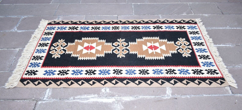 Vintage Turkish Rug 40'' x 70'' Flat Woven Kayseri Yahyali Rug Organic Wool Rug gallery
