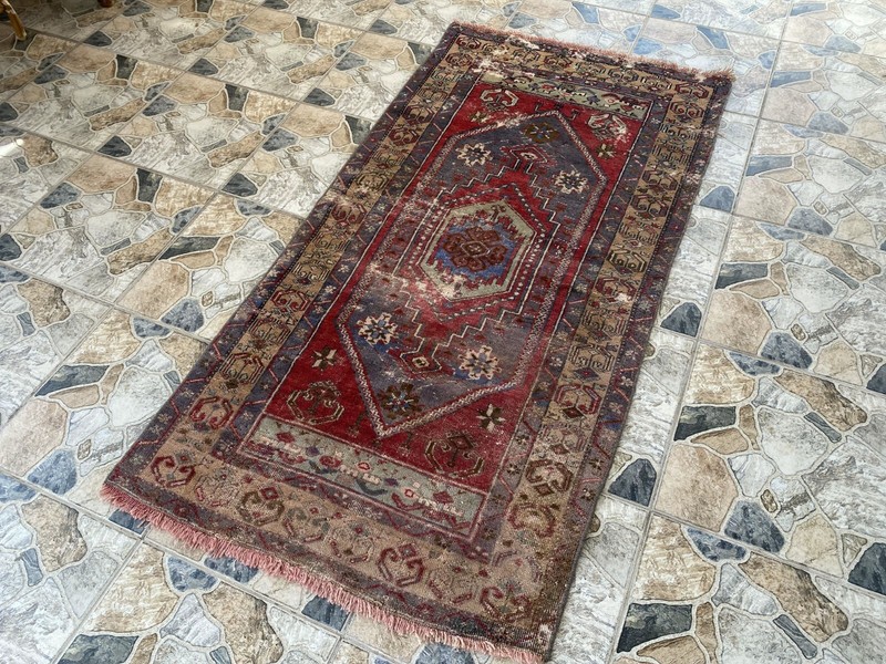 Vintage Turkish Oushak Rug | Antique Tribal Handmade Wool Farmhouse 3 x 6 ft gallery