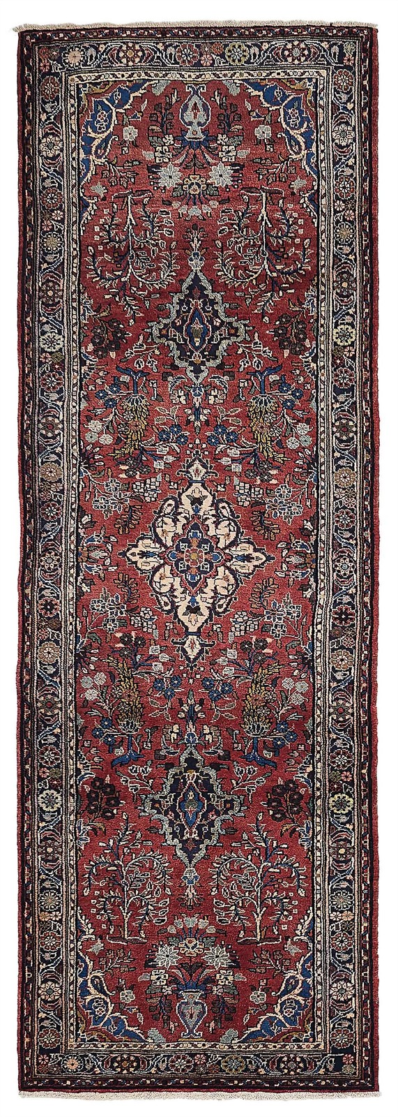 3'5" x 10'2" Vintage Hand-knotted Runner Rug Traditional Oriental Wool Carpet gallery