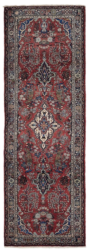 3'5" x 10'2" Vintage Hand-knotted Runner Rug Traditional Oriental Wool Carpet