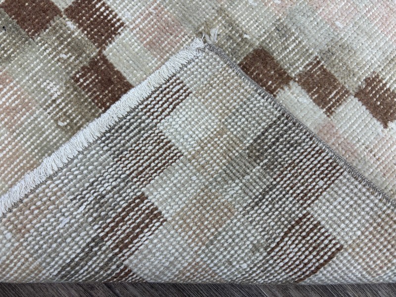 3x7 Vintage Turkish Runner, Hand-Knotted Beige Brown Pink Oushak Hallway Rug gallery