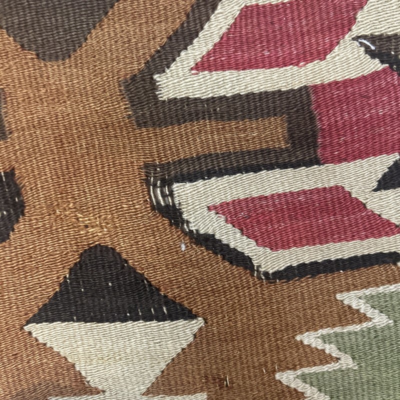 Vintage Flatweave Caucasian Kilim Woven Wool Runner Rug (slight defects) gallery