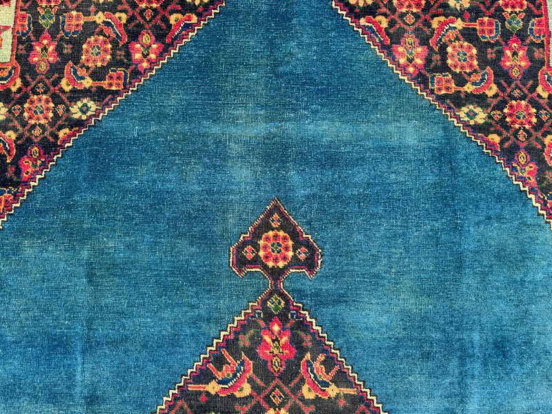 ANTIQUE ORIENTAL RUG BLUE 7x11 VINTAGE handmade handwoven real old 7x10 8x10 ft gallery