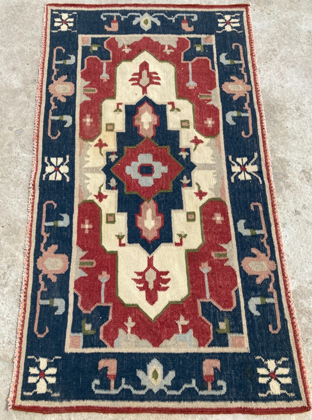 Vintage Handmade Turkish Tribal Wool Area Rug 161x88 cm gallery