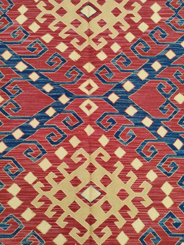 Vintage Handmade Turkish Tribal Geometric Wool Kilim Rug 238x156 cm gallery