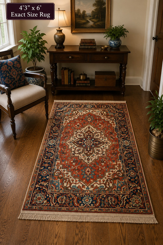 MINT AUTHENTIC AMERICAN KARASTAN ANTIQUE SERAPI PATTERN#744 RUG CARPET 4'3" X 6' gallery