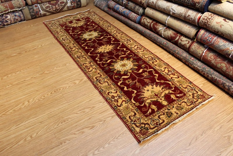 _HAD-MADE_ 8 FT. LONG HALL RUNNER TOP QUALITY VEGGIE DYED WOOL RUG RUST COLOR gallery