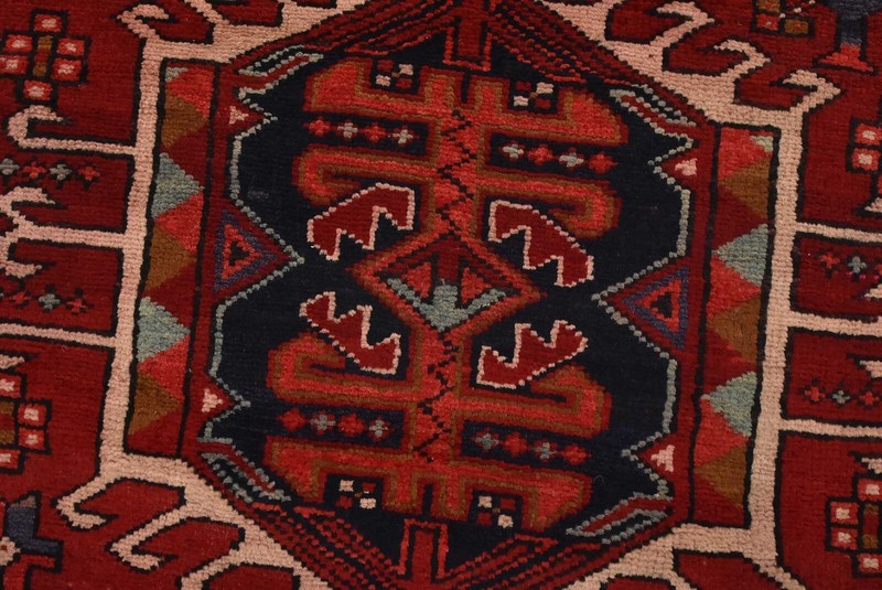 Vintage Tribal Runner 3’8” x 15′ Red Wool Geometric Hand-Knotted Oriental Rug gallery
