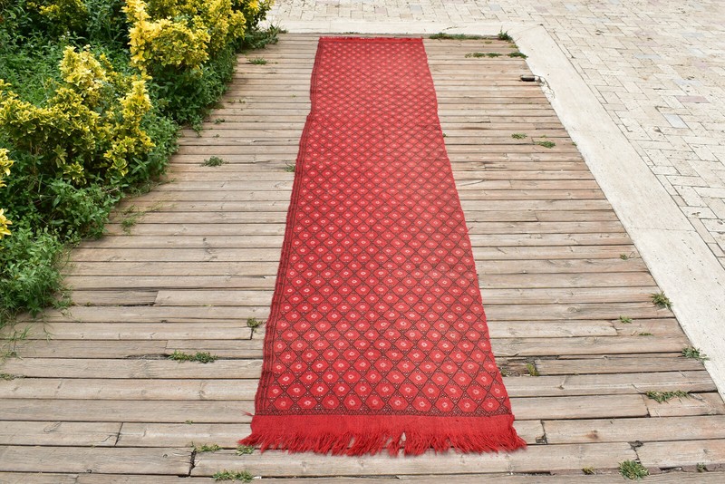 Turkish Rug 2x11 Size Oriental Cicim Runner Corridor Kilim 76x358cm Hallway gallery